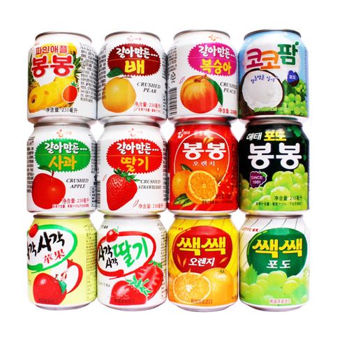 乐天(lotte) 进口果汁饮料组合12瓶组合 韩国果汁238mlx12罐组合装